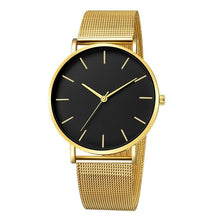Load image into Gallery viewer, Black Quartz Watch Women Mesh Stainless Steel Bracelet Casual