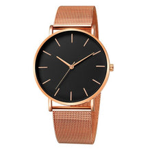 Load image into Gallery viewer, Black Quartz Watch Women Mesh Stainless Steel Bracelet Casual