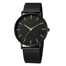 Load image into Gallery viewer, Black Quartz Watch Women Mesh Stainless Steel Bracelet Casual