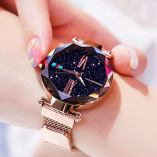 Load image into Gallery viewer, Women Watches Rose Gold Starry Sky Luxury Magnetic Mesh Rhinestone